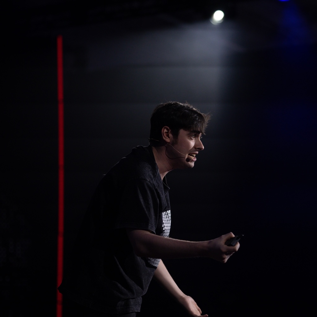 Carter Feldman speaking at a conference